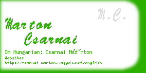 marton csarnai business card